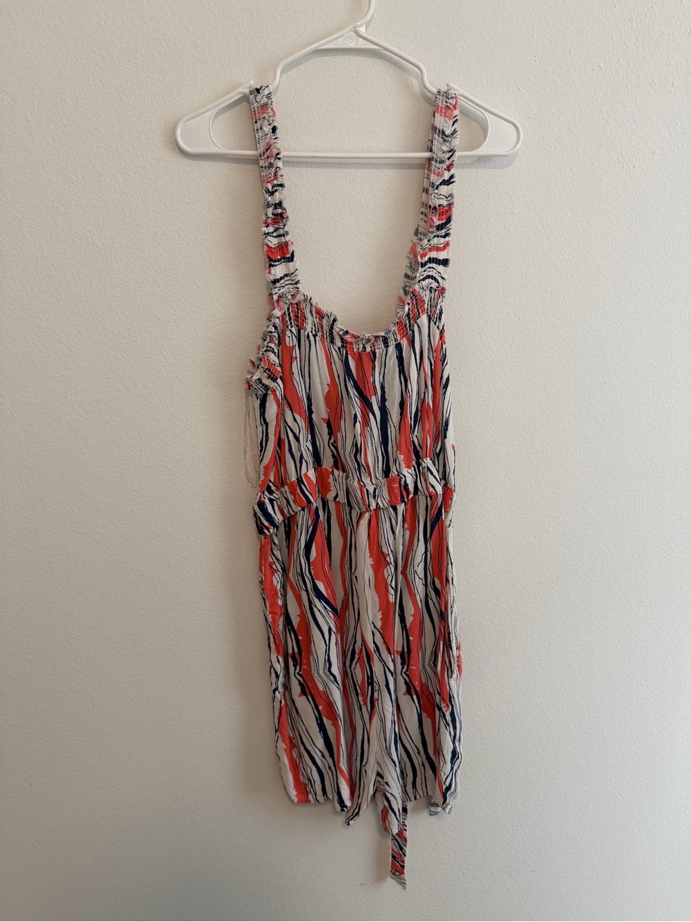 Women’s Sleeveless Striped Tank Top in Coral, Navy & White